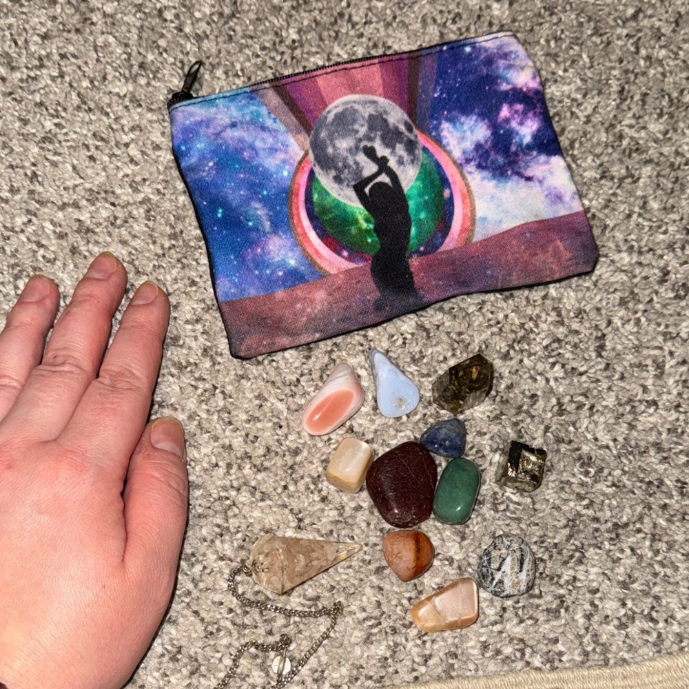 Cosmic Art Pouch with Crystals